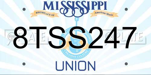 8TSS247 Mississippi License Plate