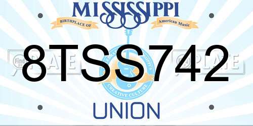 8TSS742 Mississippi License Plate
