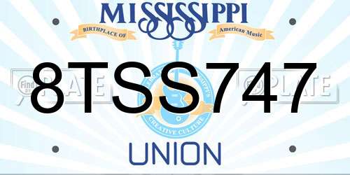 8TSS747 Mississippi License Plate