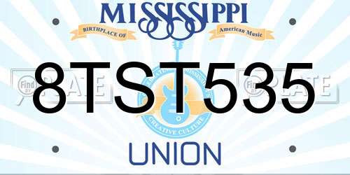 8TST535 Mississippi License Plate