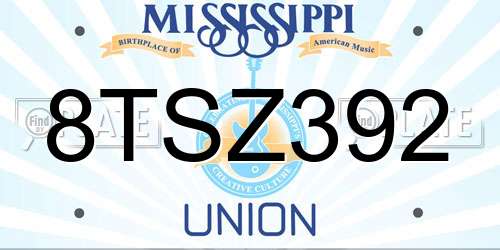 8TSZ392 Mississippi License Plate