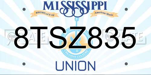 8TSZ835 Mississippi License Plate