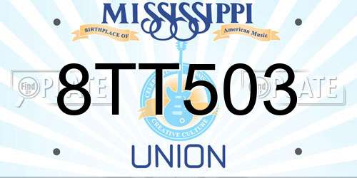 8TT503 Mississippi License Plate