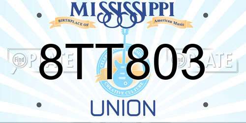 8TT803 Mississippi License Plate