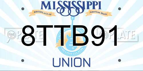 8TTB91 Mississippi License Plate