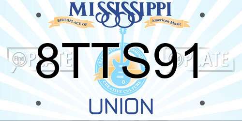 8TTS91 Mississippi License Plate