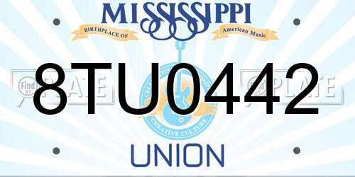 8TU0442 Mississippi License Plate