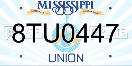 8TU0447 Mississippi License Plate