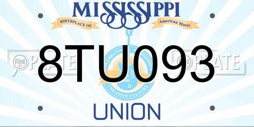 8TU093 Mississippi License Plate
