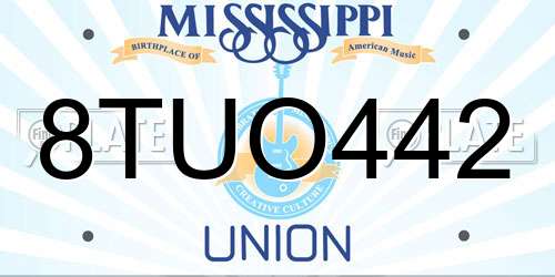 8TUO442 Mississippi License Plate