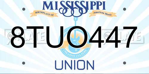 8TUO447 Mississippi License Plate