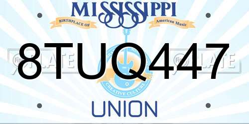 8TUQ447 Mississippi License Plate