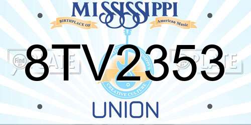 8TV2353 Mississippi License Plate
