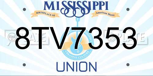 8TV7353 Mississippi License Plate