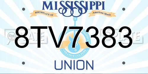8TV7383 Mississippi License Plate