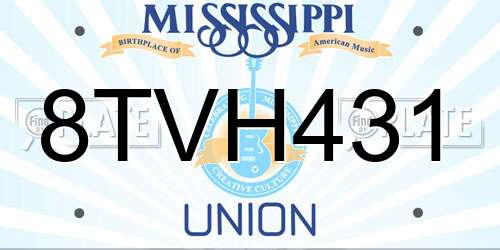 8TVH431 Mississippi License Plate