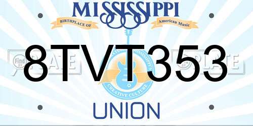 8TVT353 Mississippi License Plate