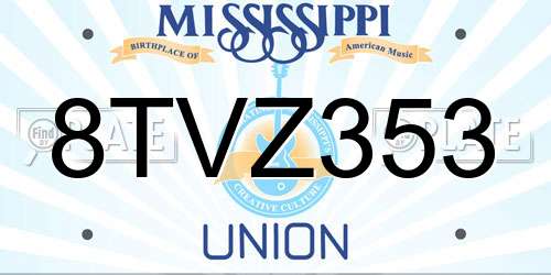 8TVZ353 Mississippi License Plate