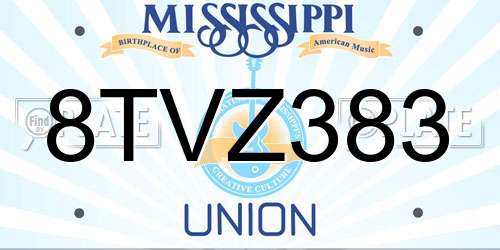 8TVZ383 Mississippi License Plate