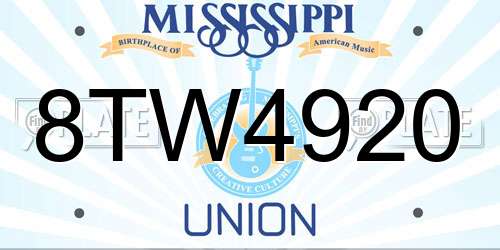 8TW4920 Mississippi License Plate
