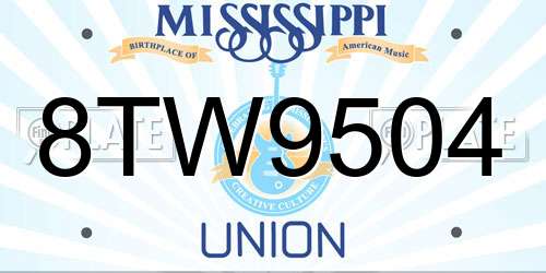 8TW9504 Mississippi License Plate