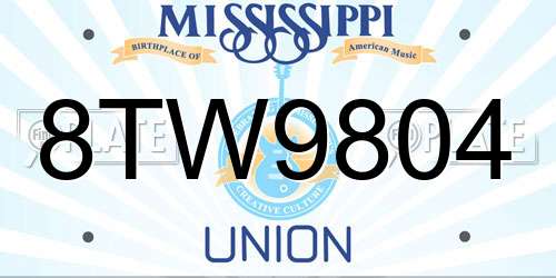 8TW9804 Mississippi License Plate