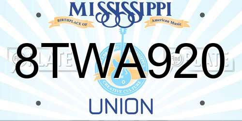 8TWA920 Mississippi License Plate