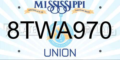 8TWA970 Mississippi License Plate
