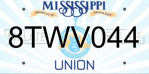 8TWV044 Mississippi License Plate