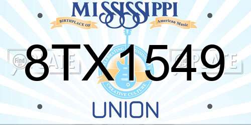 8TX1549 Mississippi License Plate