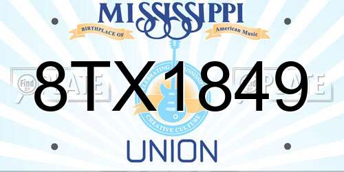 8TX1849 Mississippi License Plate