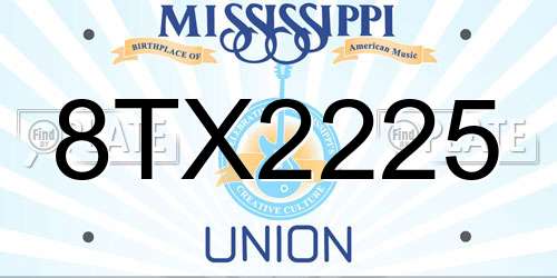 8TX2225 Mississippi License Plate