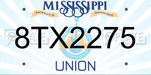 8TX2275 Mississippi License Plate