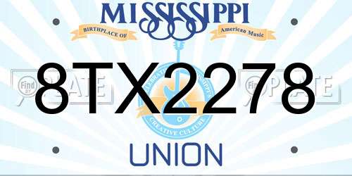 8TX2278 Mississippi License Plate