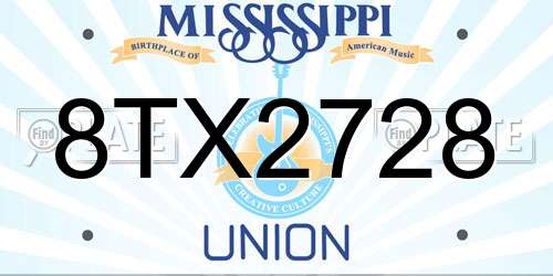 8TX2728 Mississippi License Plate