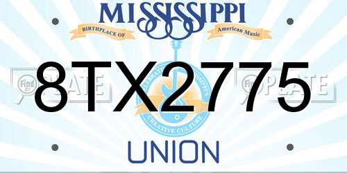 8TX2775 Mississippi License Plate