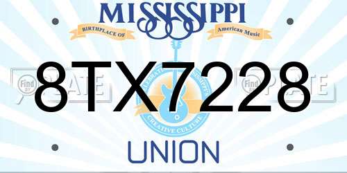 8TX7228 Mississippi License Plate
