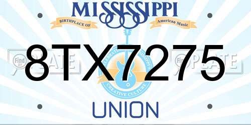 8TX7275 Mississippi License Plate