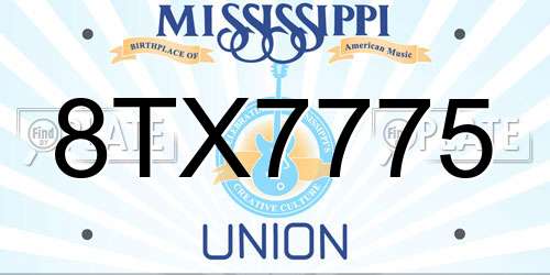 8TX7775 Mississippi License Plate