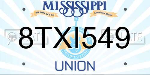 8TXI549 Mississippi License Plate