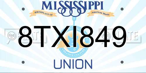8TXI849 Mississippi License Plate