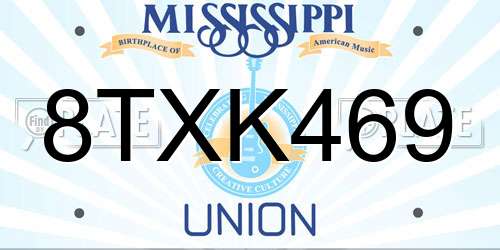 8TXK469 Mississippi License Plate