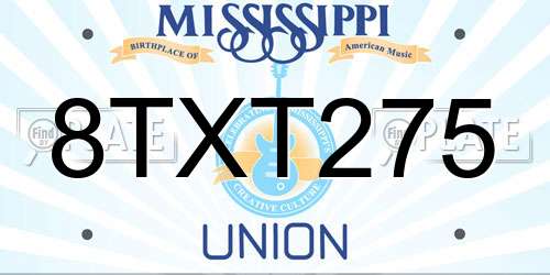 8TXT275 Mississippi License Plate