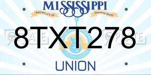 8TXT278 Mississippi License Plate