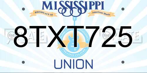 8TXT725 Mississippi License Plate