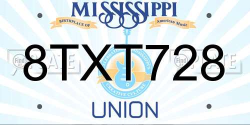 8TXT728 Mississippi License Plate