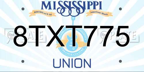8TXT775 Mississippi License Plate