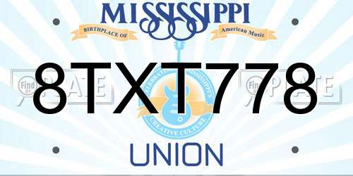8TXT778 Mississippi License Plate