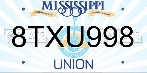8TXU998 Mississippi License Plate