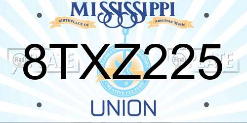 8TXZ225 Mississippi License Plate
